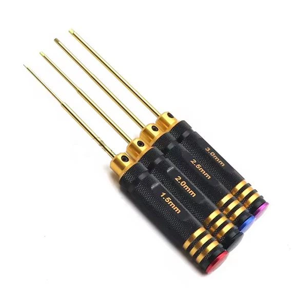 Викрутки шестигранні (HEX) для FPV дронів набір 4шт, Титанове покриття