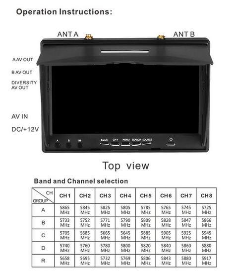 Монітор для FPV LCD5802D 5802 5.8G 40CH 7-дюймовий із вбудованим акумулятором та записом відео -thumb-5