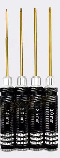 Викрутки шестигранні (HEX) для FPV дронів набір 4шт, Титанове покриття, Хром