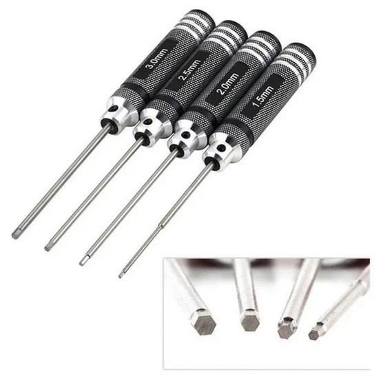 Викрутки шестигранні (HEX) для FPV дронів набір 4шт, Хром